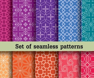 8 Tiles patterns, Vector Seamless Texture, EPS File.