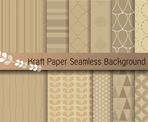 11 Kraft Paper patterns, vector Seamless Texture Patterns, EPS File.
