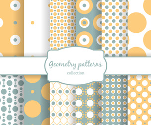12 autumn patterns geometry circles dots, vector Seamless Texture Patterns, EPS File.