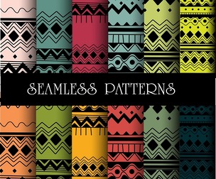 12 Dark Ethnic patterns, vector Seamless Texture Patterns, EPS File.