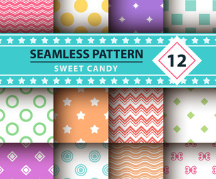 12 Sweet Candy Patterns, vector Seamless Texture Patterns, EPS File.