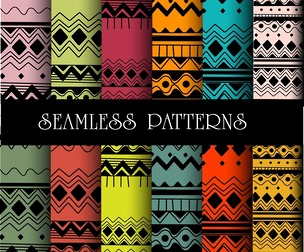 12 Tribal patterns, vector Seamless Texture Patterns, EPS File.
