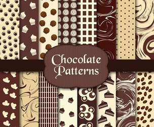 16 Choloate patterns, vector Seamless Texture Patterns, EPS File.