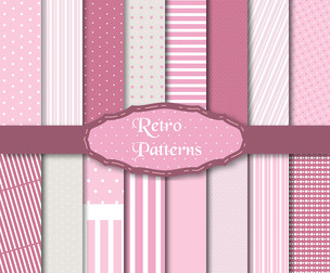 16 Pink Retro patterns, vector Seamless Texture Patterns, EPS File.