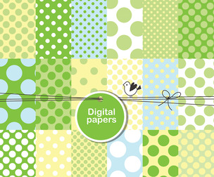 18 Green Blue patterns, vector Seamless Texture Patterns, EPS File.