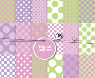 18 Lavender Green patterns, vector Seamless Texture Patterns, EPS File.