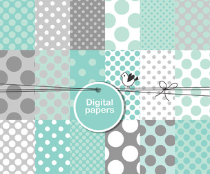 18 Mint Grey patterns, vector Seamless Texture Patterns, EPS File.