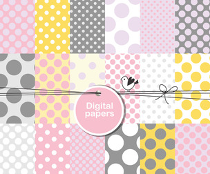 18 Pastel Polka Dot patterns, vector Seamless Texture Patterns, EPS File.