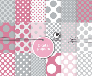 18 Pink Grey patterns, vector Seamless Texture Patterns, EPS File.