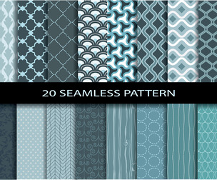 20 Blue patterns, vector Seamless Texture Patterns, EPS File.