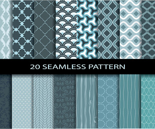 20 Grey Mosaic patterns, vector Seamless Texture Patterns, EPS File.