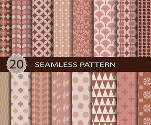 20 Rose gold geometric patterns, vector Seamless Texture Patterns, EPS File.