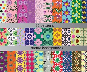 30 Nature backgrounds patterns, Vector Seamless Texture, EPS File.
