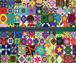 100 Mosaic Abstract patterns, Vector Seamless Texture, EPS File.