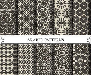 10 Islamic & Arabic pattern, Vector Seamless Texture, EPS File.