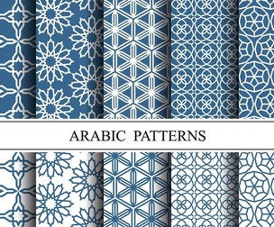 10 Islamic & Arabic pattern, Vector Seamless Texture, EPS File.