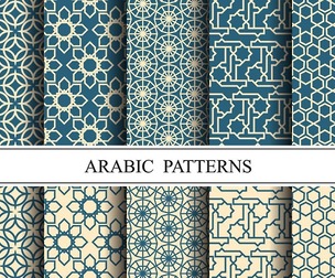 10 Islamic & Arabic pattern, Vector Seamless Texture, EPS File.