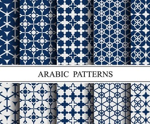 10 Islamic & Arabic pattern, Vector Seamless Texture, EPS File.