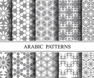 10 Islamic & Arabic pattern, Vector Seamless Texture, EPS File.