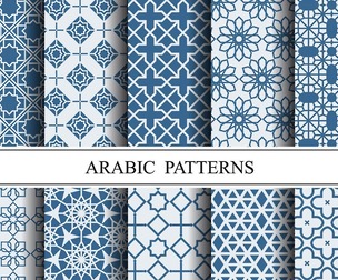 10 Islamic & Arabic pattern, Vector Seamless Texture, EPS File.