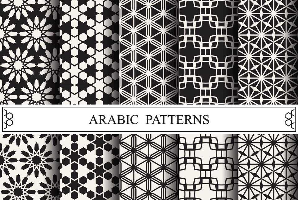 10 Islamic & Arabic pattern, Vector Seamless Texture, EPS File.