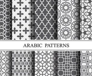 10 Islamic & Arabic pattern, Vector Seamless Texture, EPS File.