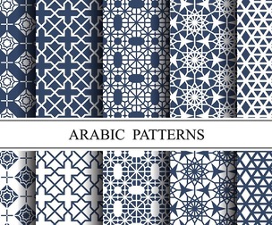 10 Islamic & Arabic pattern, Vector Seamless Texture, EPS File.