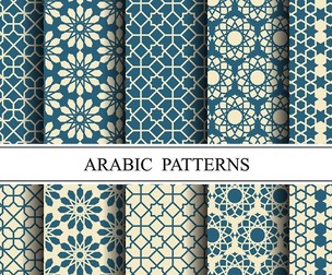 10 Islamic & Arabic pattern, Vector Seamless Texture, EPS File.