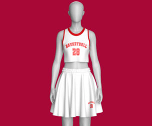 Girls Basketball Top with Skirt Outfit 28 | Marvelous / Clo3d / obj / fbx