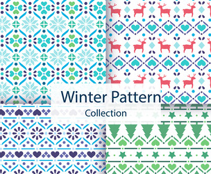 Christmas & Winter vector Seamless Texture Patterns, EPS File.