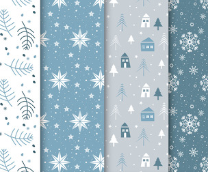 Christmas & Winter vector Seamless Texture Patterns, EPS File.