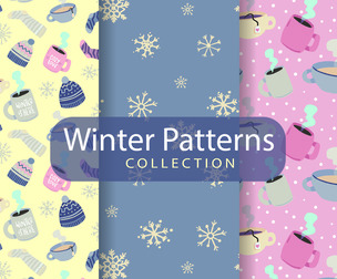 Christmas & Winter vector Seamless Texture Patterns, EPS File.