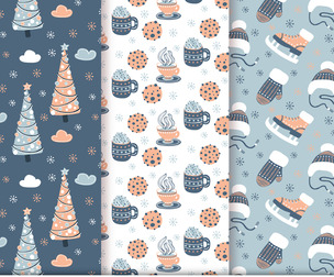 Christmas & Winter vector Seamless Texture Patterns, EPS File.