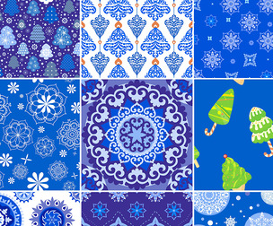 Christmas & Winter vector Seamless Texture Patterns, EPS File.