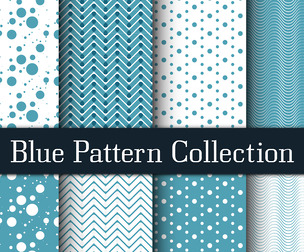 8 Blue patterns with abstract designVector Seamless Texture, EPS File.
