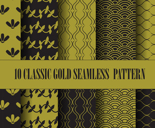 10 Classic Gold patternVector Seamless Texture, EPS File.
