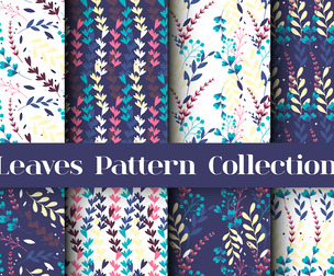 8 colored leaves pattern Vector Seamless Texture, EPS File.