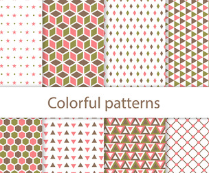 10 Colorful geometric patternVector Seamless Texture, EPS File.