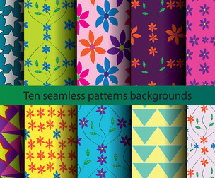10 Colorful patternVector Seamless Texture, EPS File.