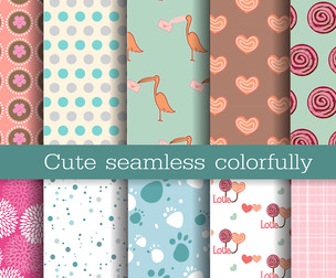 10 Cute colorfully pattern Vector Seamless Texture, EPS File.