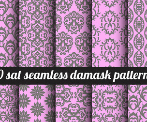 10 Damask patterns Vector Seamless Texture, EPS File.