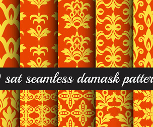 10 Damask patterns Vector Seamless Texture, EPS File.