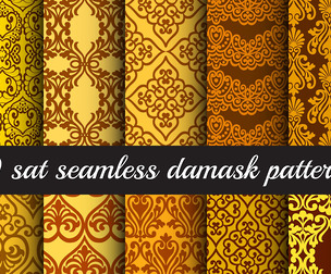 10 Damask patterns Vector Seamless Texture, EPS File.
