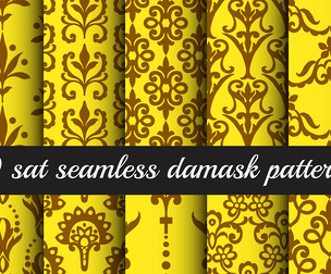 10 Damask patterns Vector Seamless Texture, EPS File.