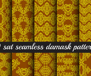 10 Damask patterns Vector Seamless Texture, EPS File.