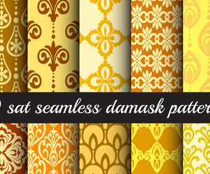 10 Damask patterns Vector Seamless Texture, EPS File.