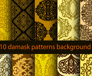 10 Damask patterns Vector Seamless Texture, EPS File.