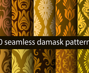 10 Damask patterns Vector Seamless Texture, EPS File.