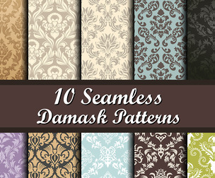 10 Damask patterns 1Vector Seamless Texture, EPS File.