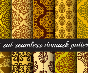 10 Damask patterns 1Vector Seamless Texture, EPS File.